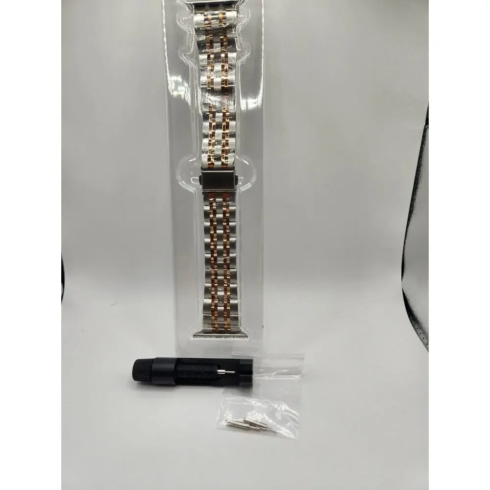 Posh Tech Stainless Steel Apple Watch Band Two-Tone Rose Gold - 38, 40, 41mm